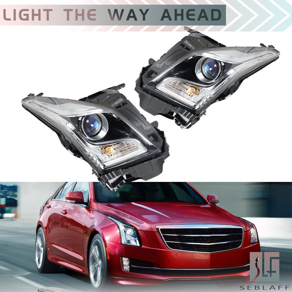 For 2013-2018 Cadillac ATS Halogen Projector Headlight Headlamp Right+Left Side