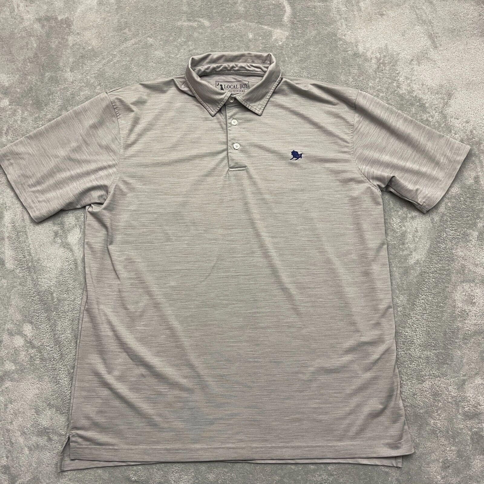 Local Boy Outfitters Polo Shirt Men\'s L Grey Blue Chair Logo Golf Men\'s