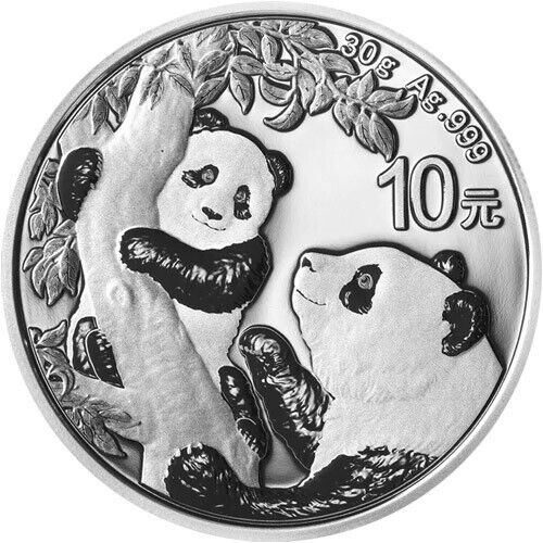 2021 China Silver Panda 30 Gram .999 Silver 10 Yuan - BU Original Mint Capsule 