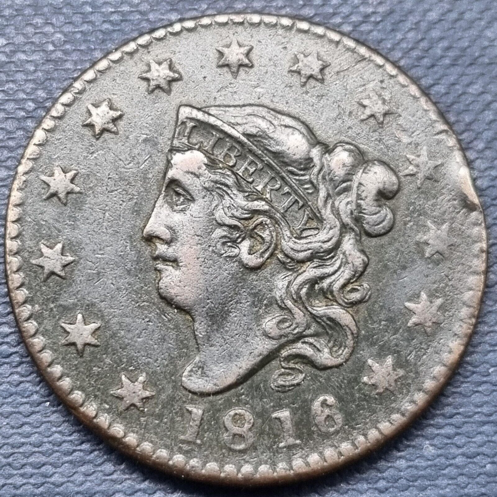 1816 Coronet Head Large Cent 1c Better Grade XF #75016