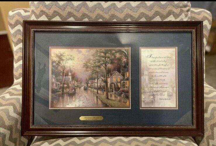 LARGE; Thomas Kinkade Painting, “Hometown Morning” original framed