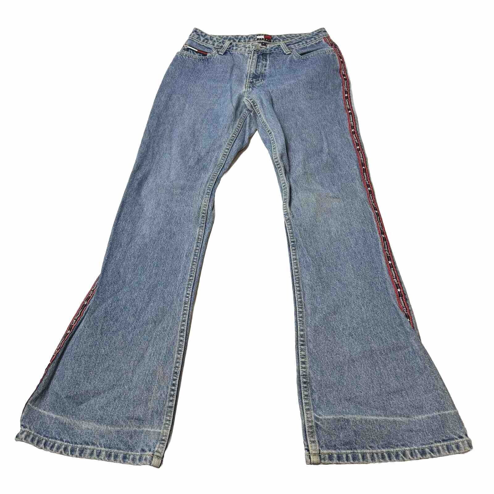 Tommy Hilfiger women\'s jeans Vintage 90\'s Tommy girl Tape Spell Out Sz 7 33.5