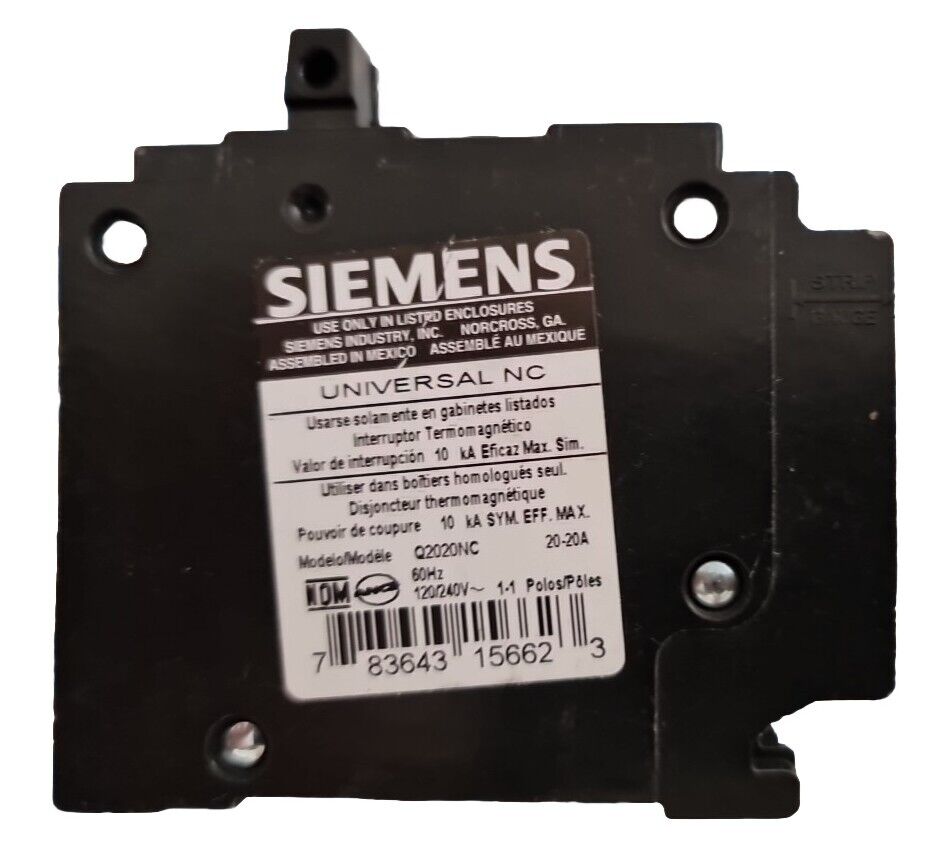 *BRAND NEW/NO BOX* - Siemens Q2020NC 120V Circuit Breaker 20A (FREE SHIPPING)