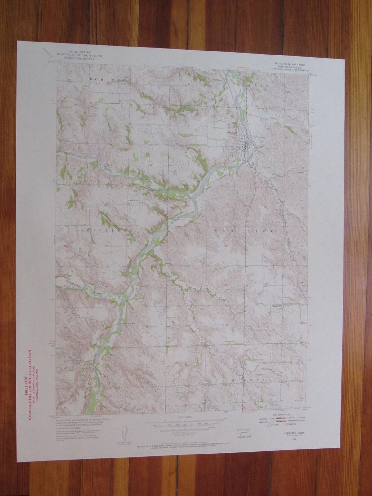 Verdigre Nebraska 1956 Original Vintage USGS Topo Map