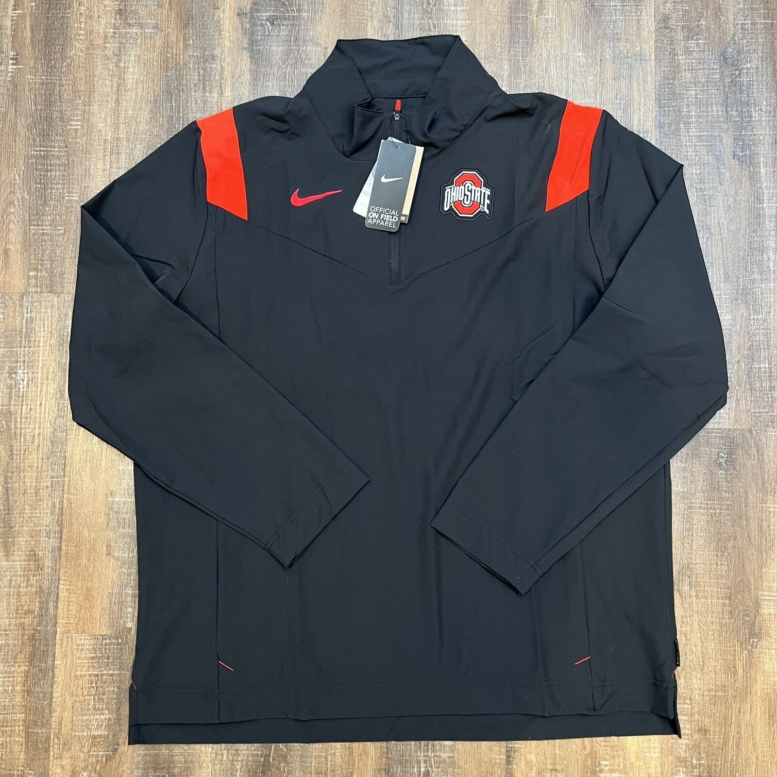Nike OSU Ohio State Buckeyes 1/4 Zip On Field Size XL Mens Black Red Jacket $85