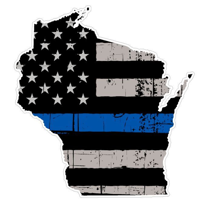Wisconsin State (U49) Cop Thin Blue Line Vinyl Yeti Tumbler Decal Sticker