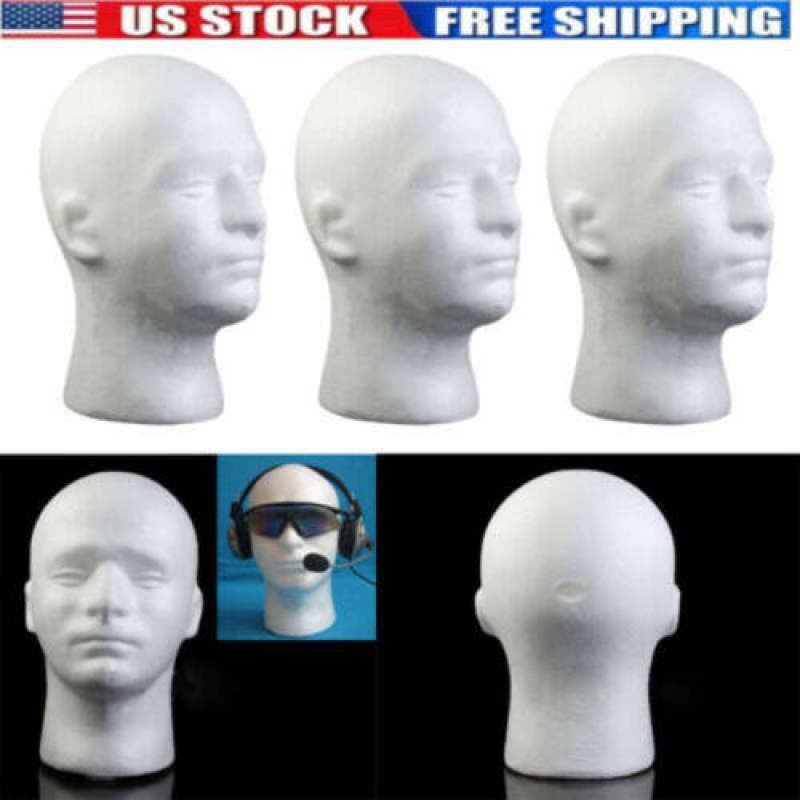 Male Mannequin Styrofoam-Foam Manikin Head Model Hat Glasses Wig Display Stand