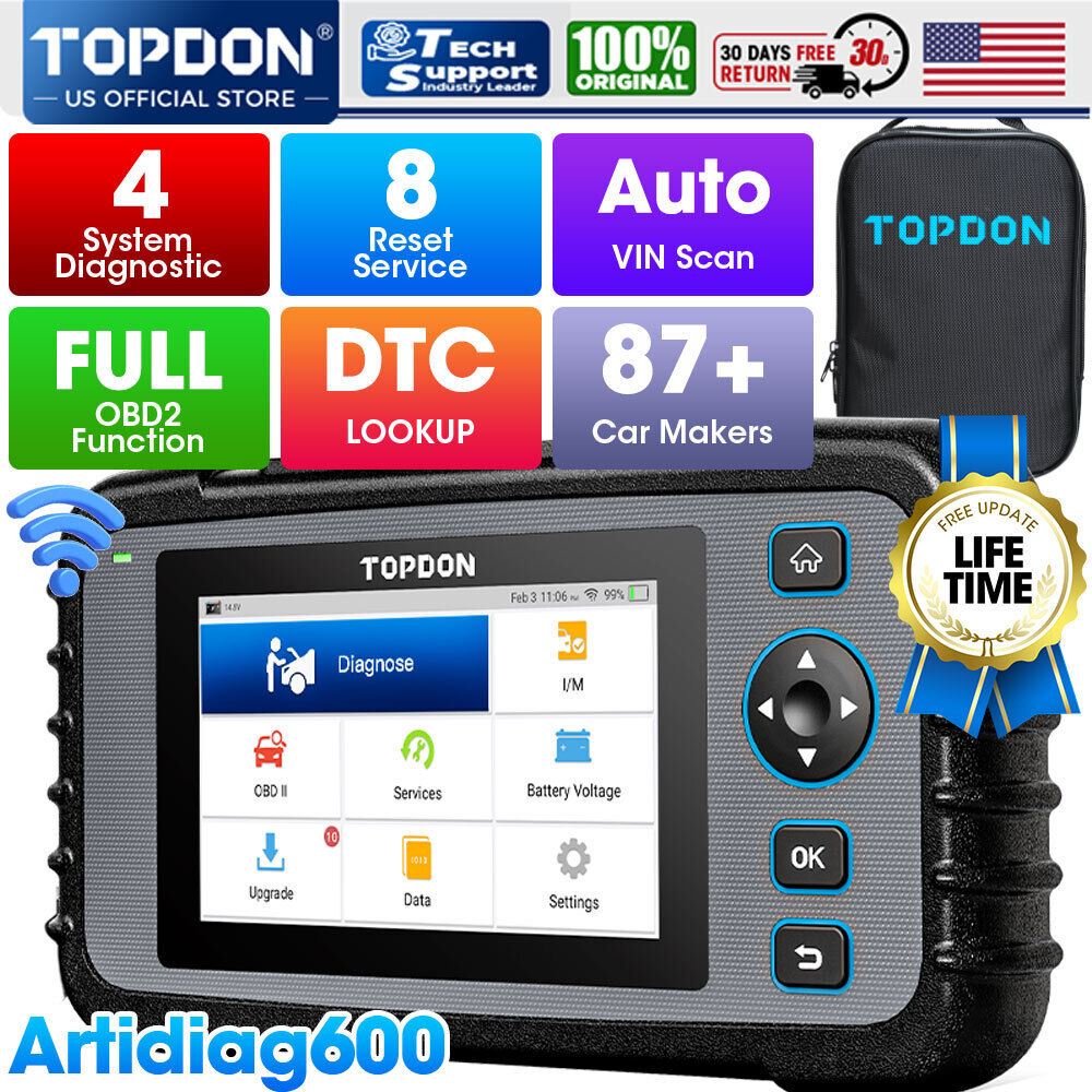 TOPDON ArtiDiag600 Car Diagnostic Tool OBD2 Scanner ABS SRS EPB SAS Code Reader