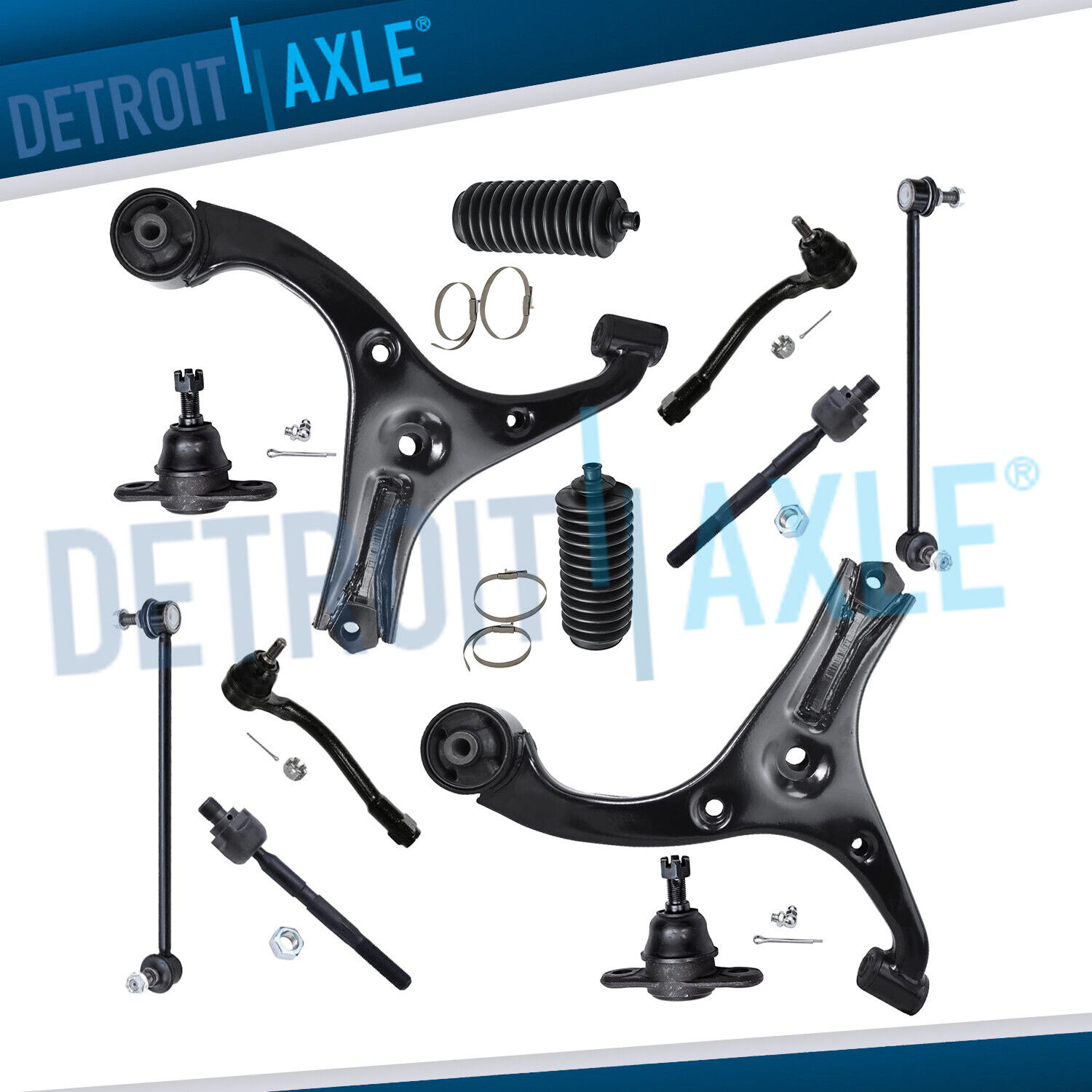 12pc Front Lower Control Arms Ball Joints Tie Rods for 2006 - 2011 Kia Rio Rio5