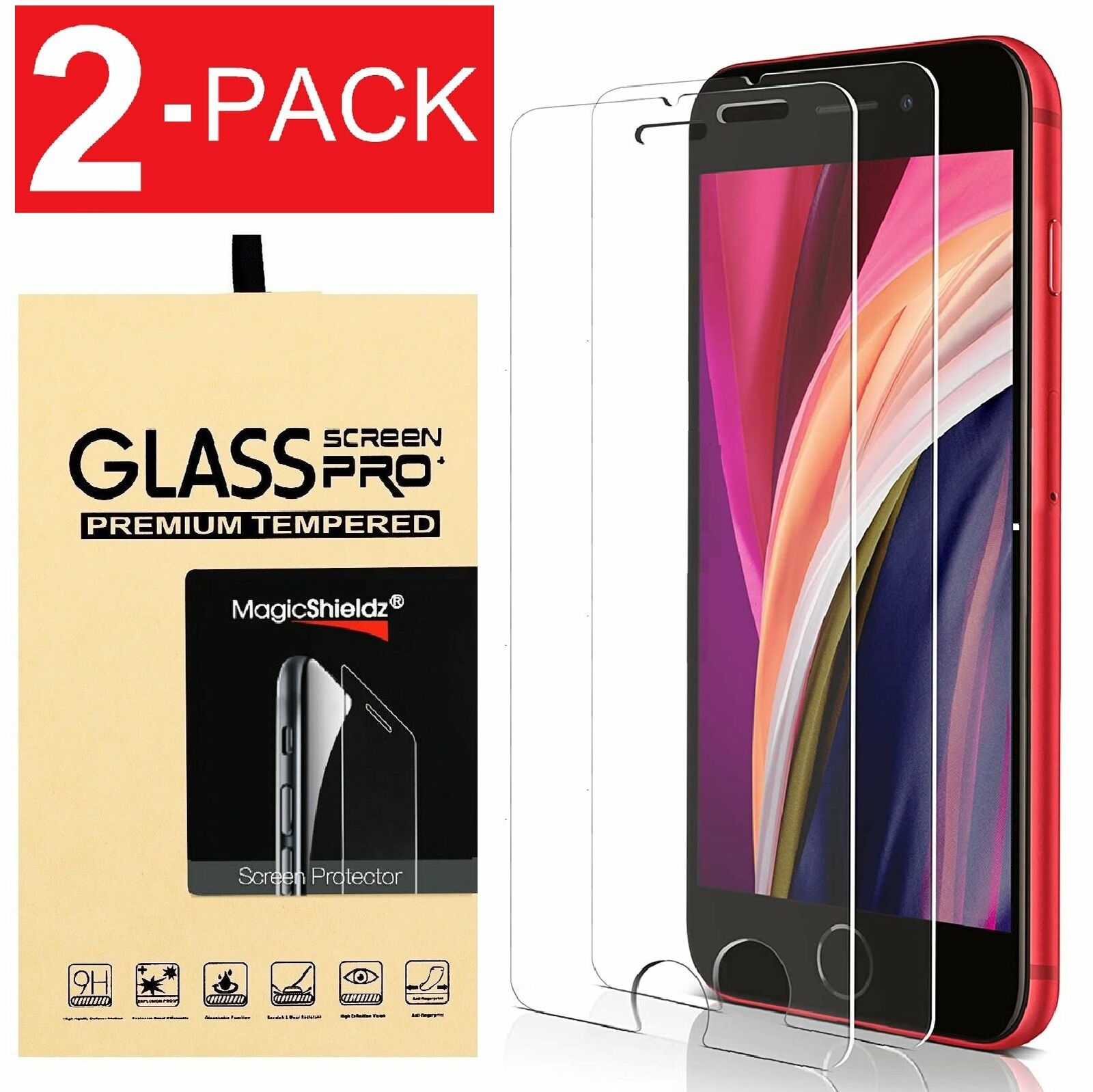 2-Pack Tempered GLASS Screen Protector For iPhone SE 2020
