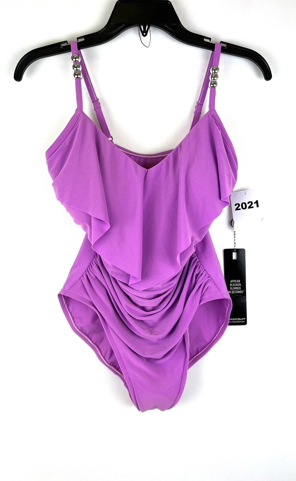 Magicsuit Women’s Purple Underwire Ruffle One Piece Swimsuit Size 8
