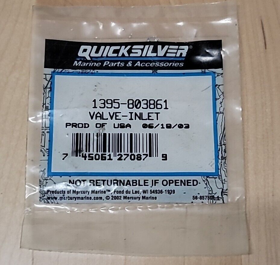 New OEM Mercury Quicksilver 1395-803861 Valve-Inlet