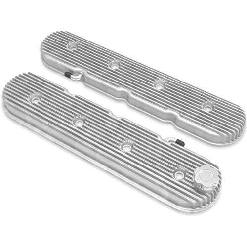 Holley 241-130 Aluminum Vintage LS Valve Covers Natural Finish Finned Standard H