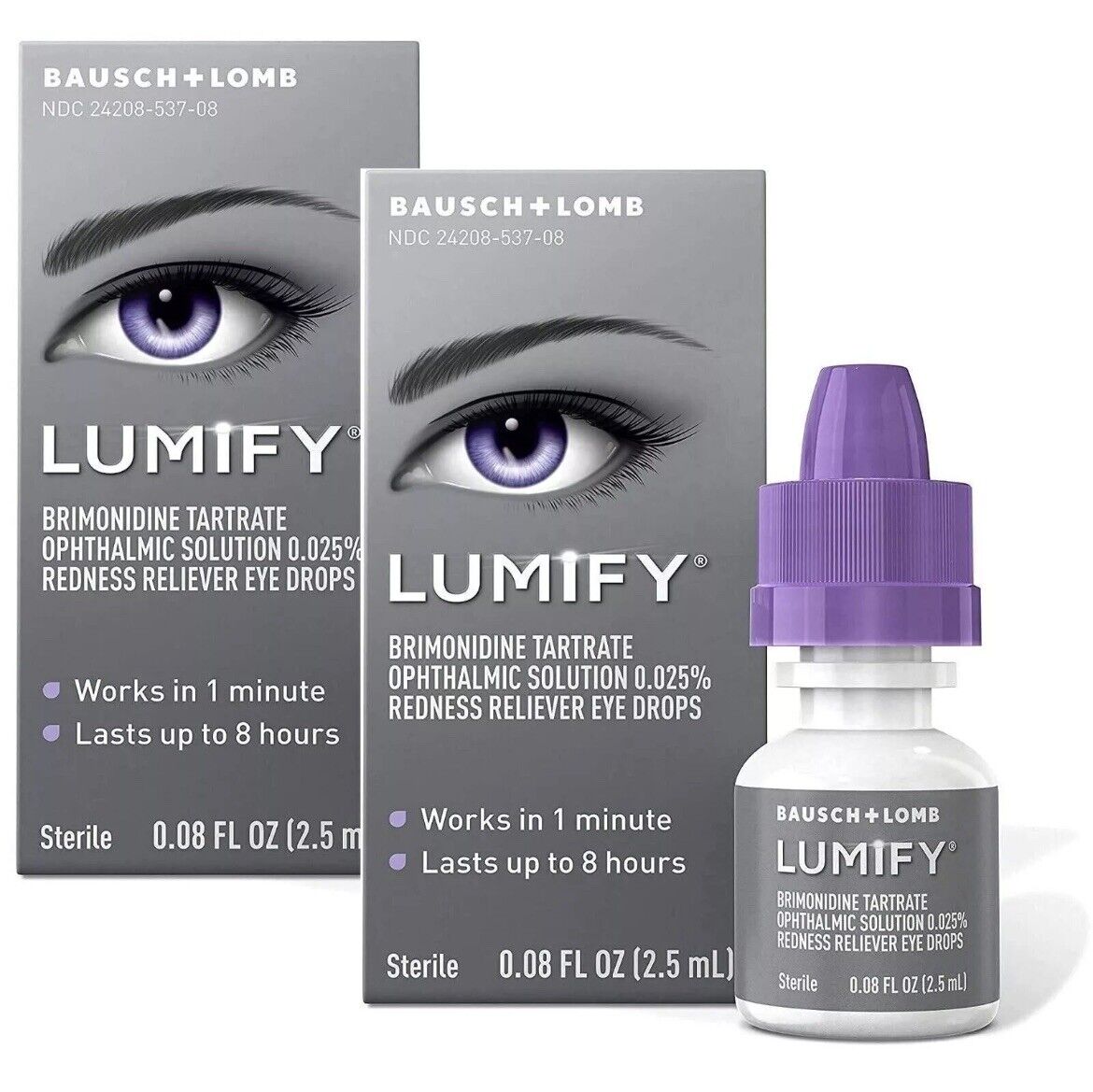 Lot of 2 Lumify Redness Reliever Eye Drops - 0.8 Fl. OZ.(2.5 ml.)