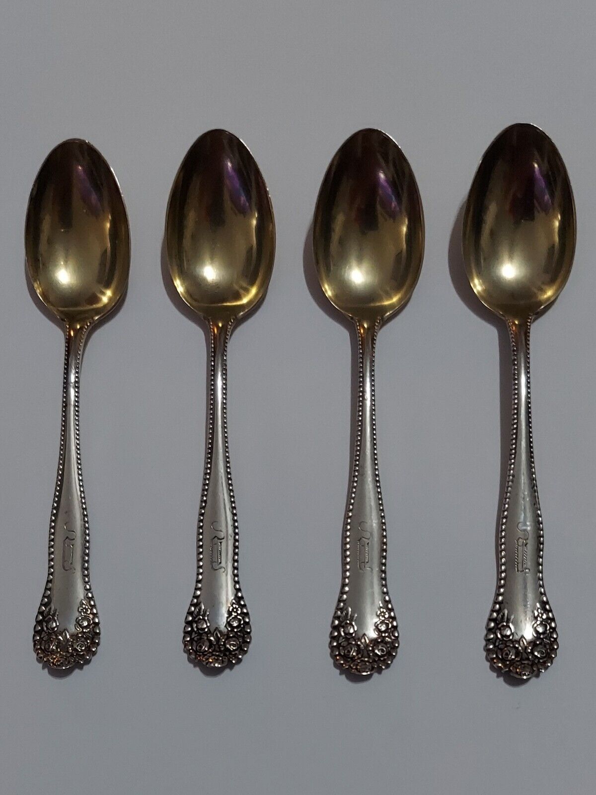 Antique Gorham Set Of 4 Sterling Silver Demitasse Spoons 1890s 4\