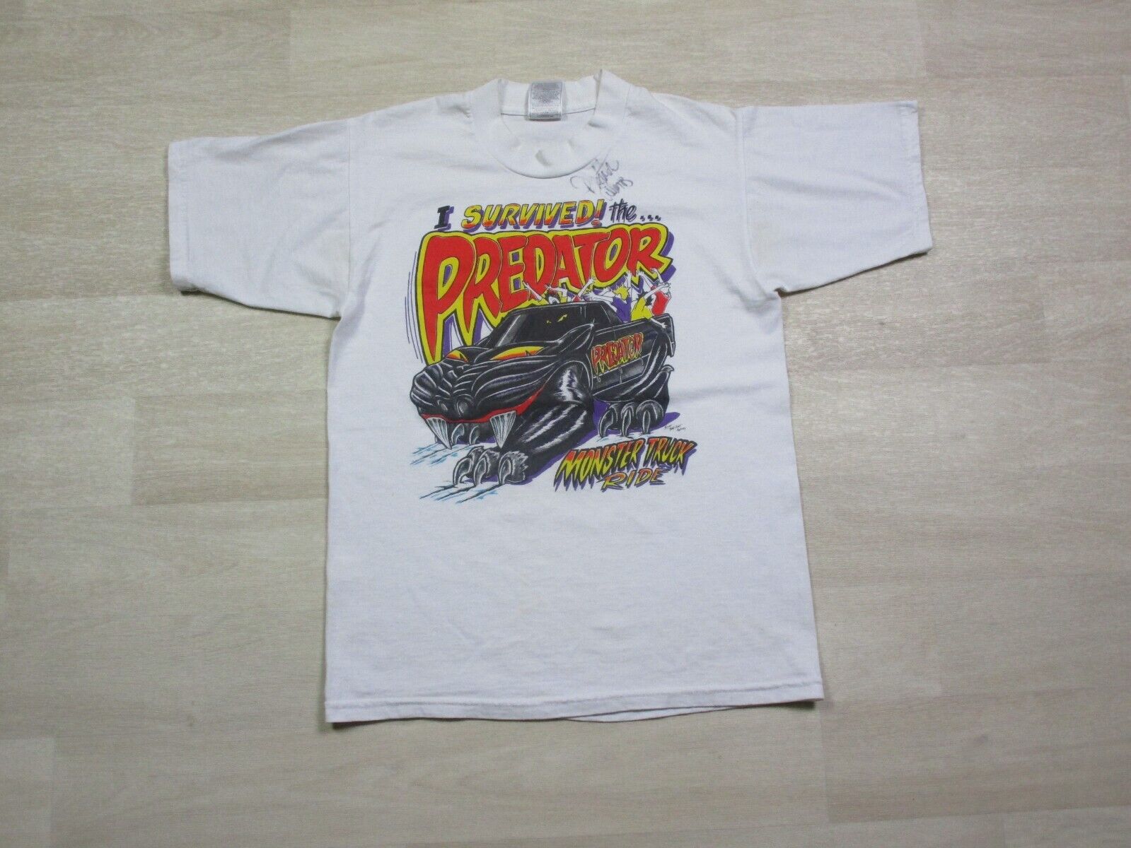 Vintage Predator Monster Truck Ride Racing T Shirt Men\'s (S) Y2K Autographed