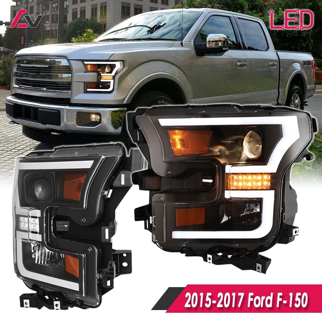 2015 2016 2017 For Ford F-150 Projector Headlights Pair DRL Front Driving Lamps