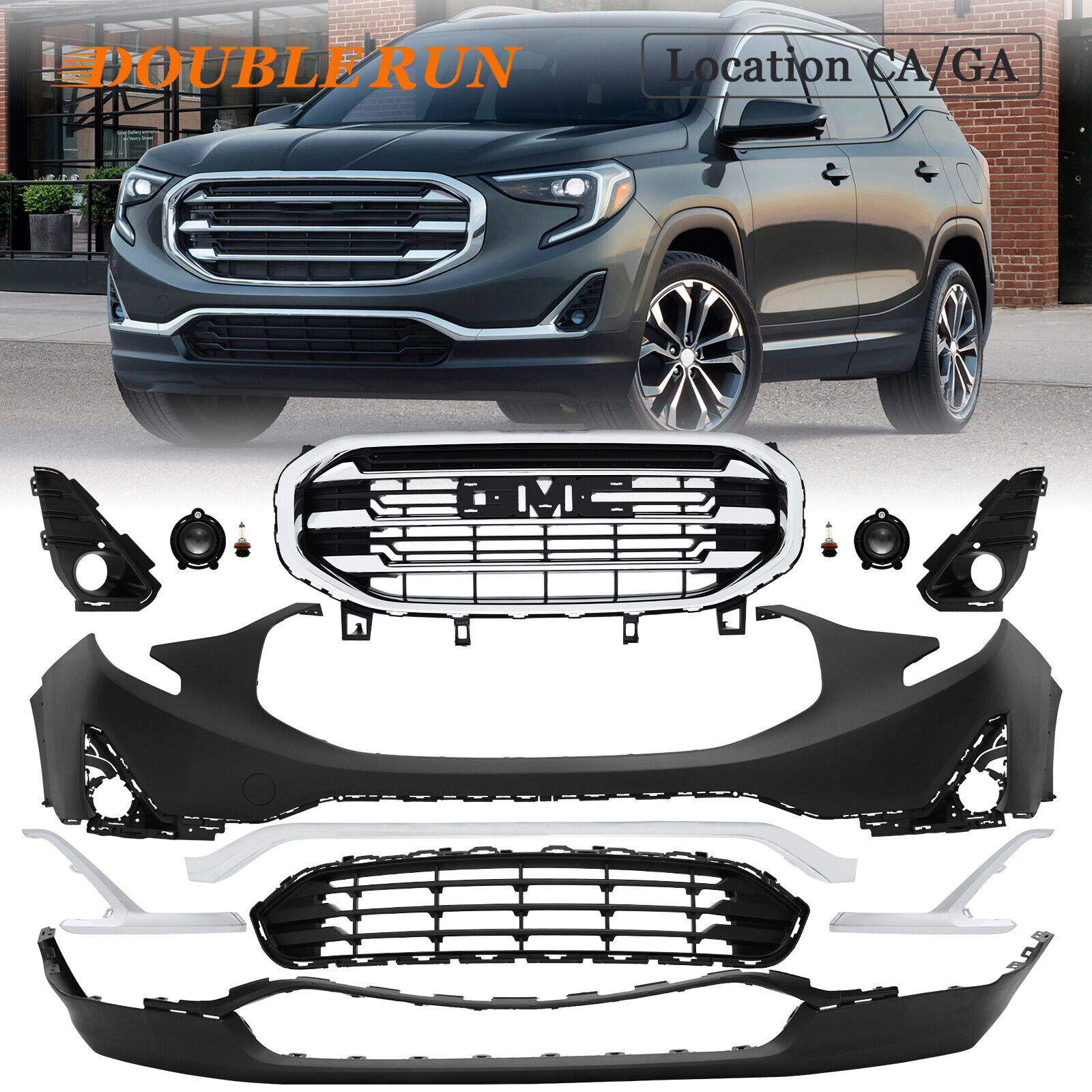 Front Bumper Cover Fit For 2018 2019 2020 2021 GMC Terrain Grills Fog Lamp Cover