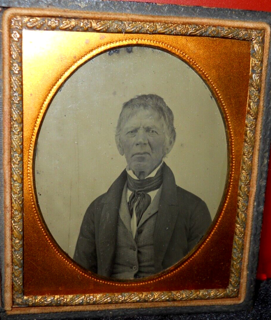 1/6th Size Ambrotype of young man in half case