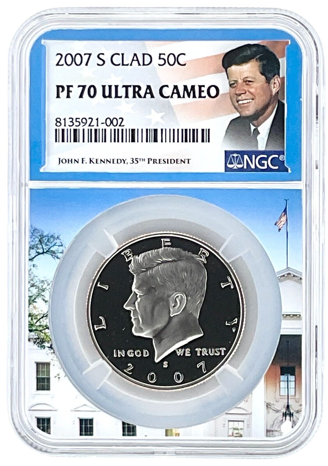 2007 S Kennedy Clad Half Dollar NGC PF70 Ultra Cameo White House Picture Core