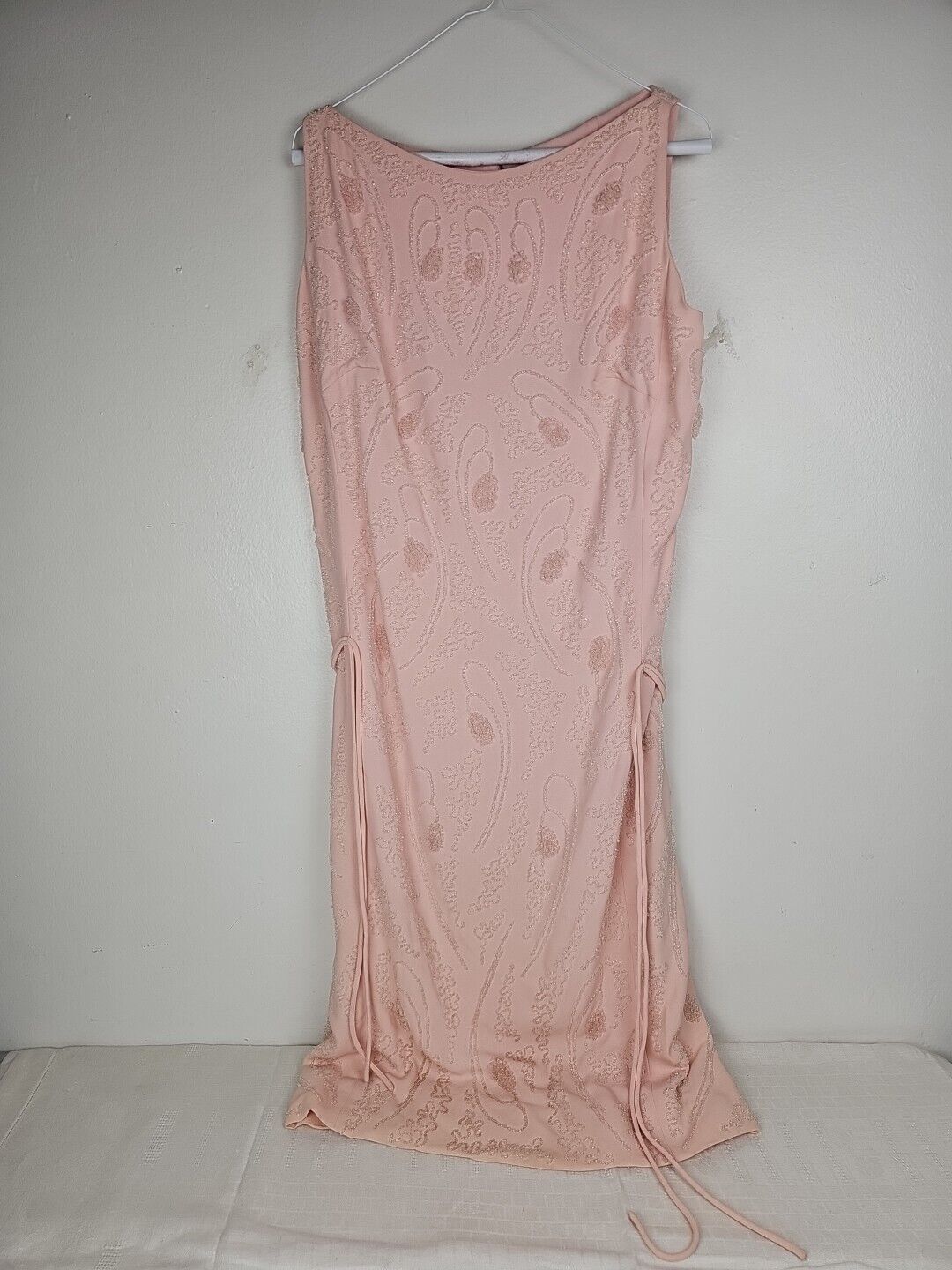 Vintage 50s Frank Starr Pink Lace Sequin Dress
