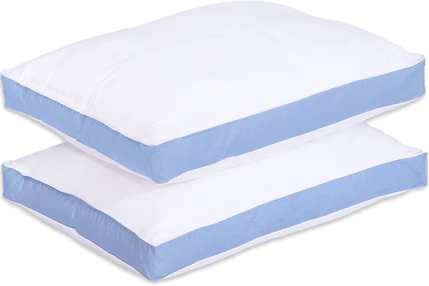 Gusseted Pillow Set of 2 Head Neck Support Side & Back Sleeper Queen Bed Pillows