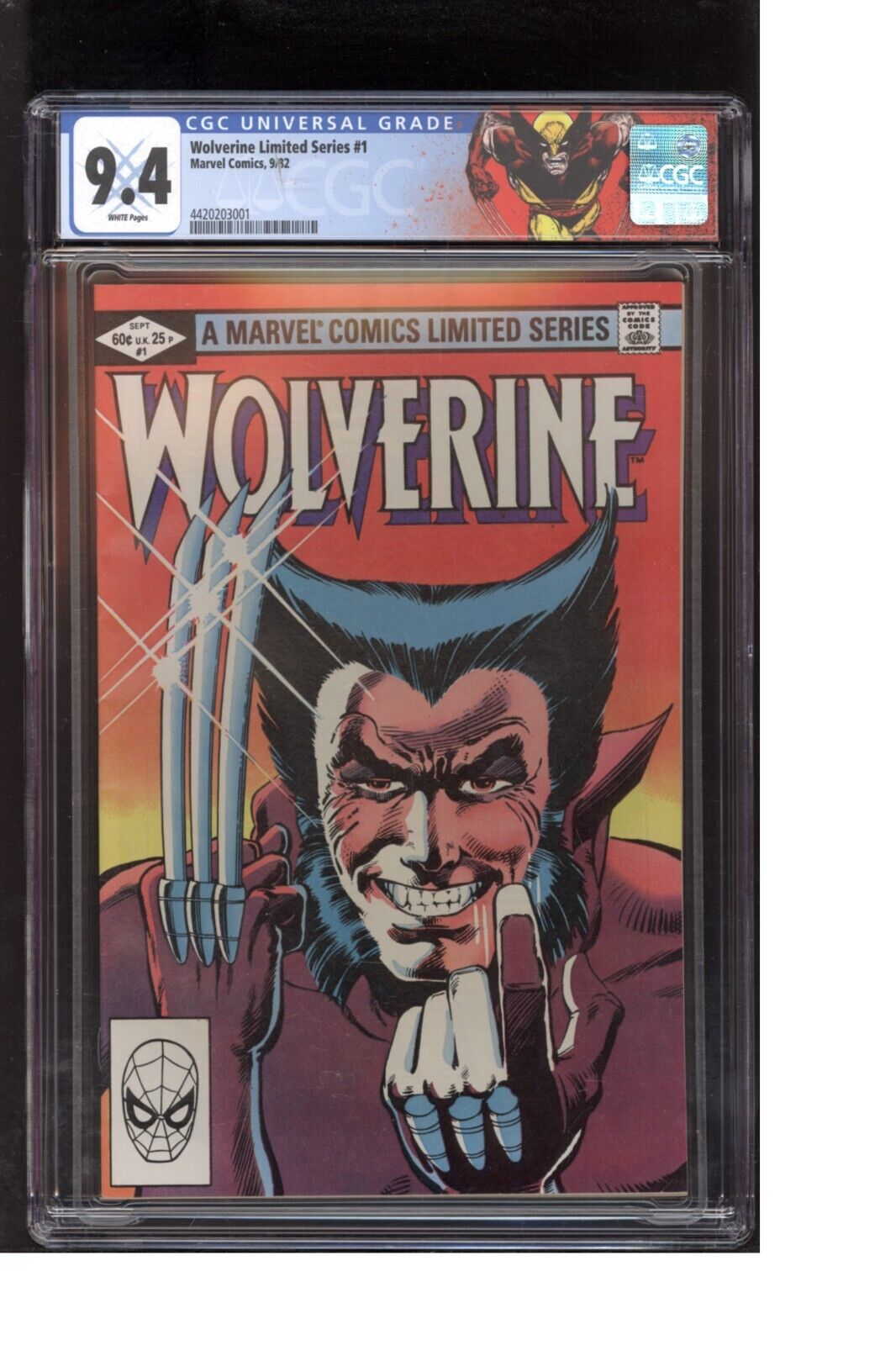 Wolverine Limited Series 1 CGC 9.4 Frank Miller Cover 1982