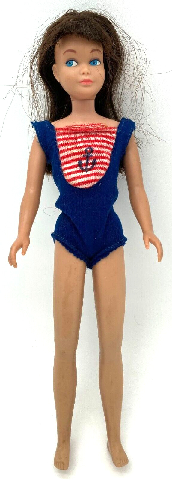 VTG 1963 SKIPPER Doll Bendable Knee Brunette Brown Hair USA Mattel Barbie