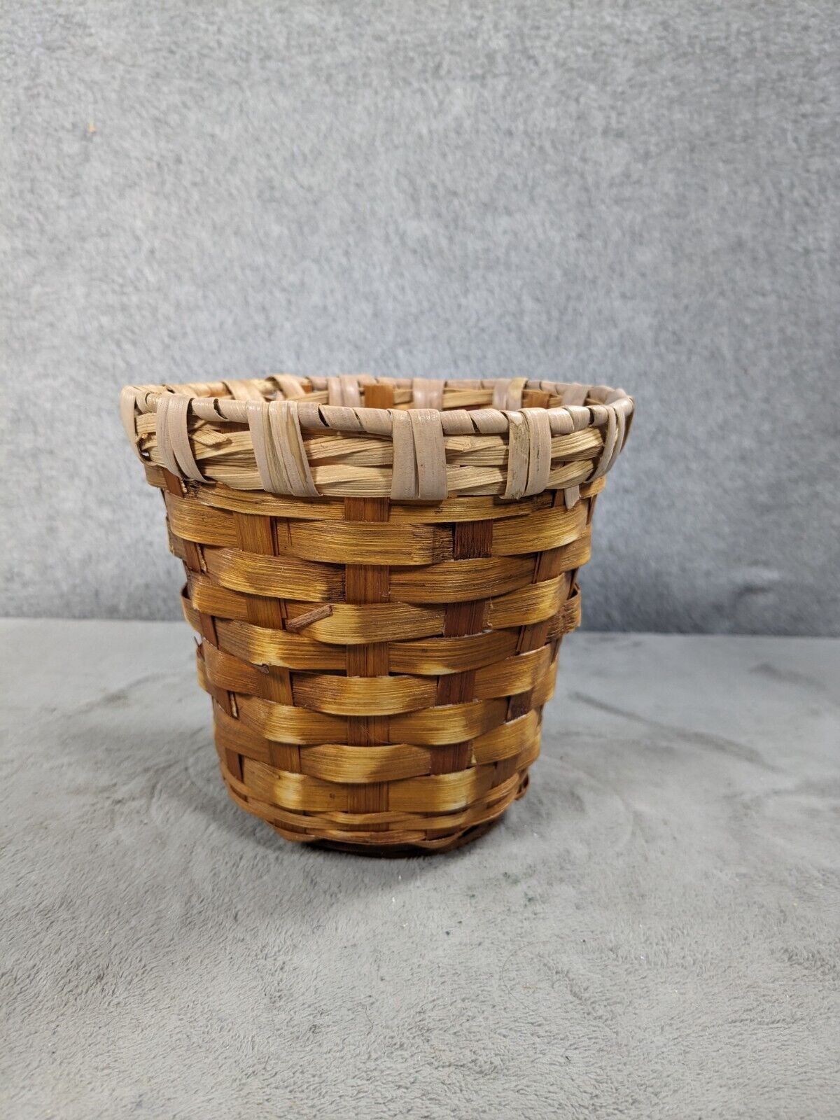 Vintage Wicker Planter/Basket 5” Orange Farmhouse Rustic Indoor Planter/Basket