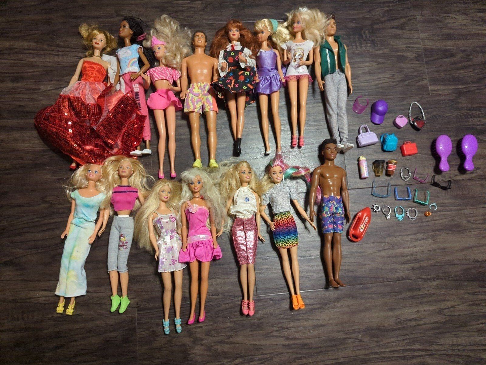 Vintage Barbie Dolls lot With Clothes Shes & accessories Ken Barbie