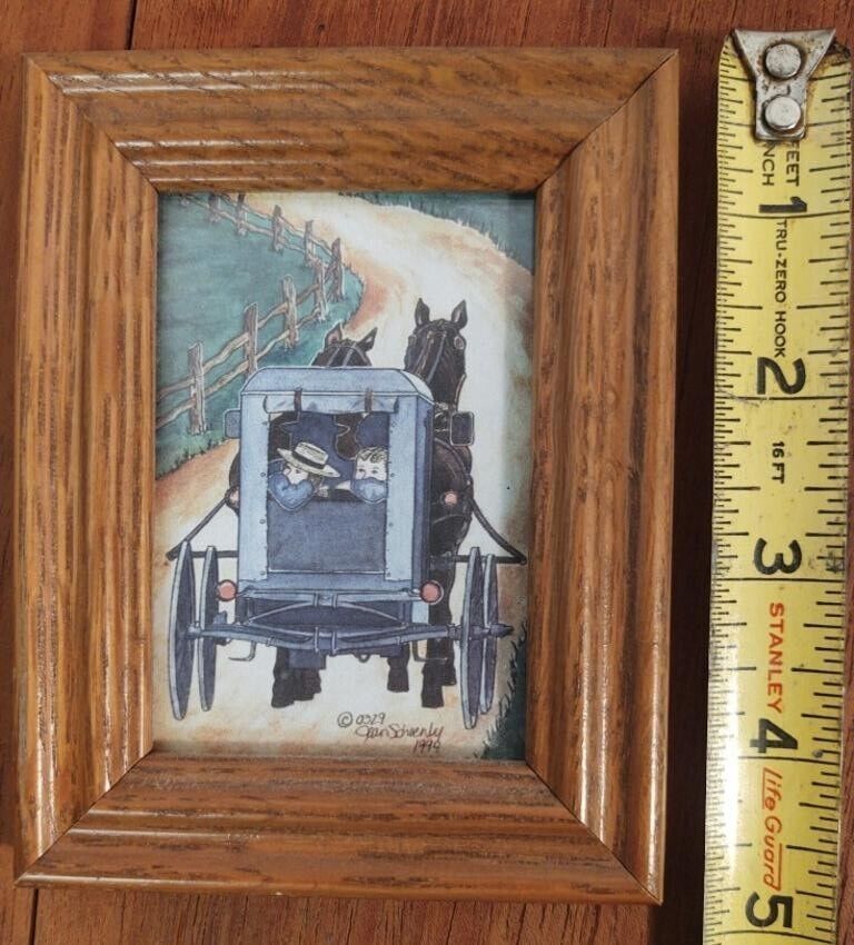 Vintage *Rare Joan Schoenly PA Artist, Horse & Buggy Travel Country Framed  1994