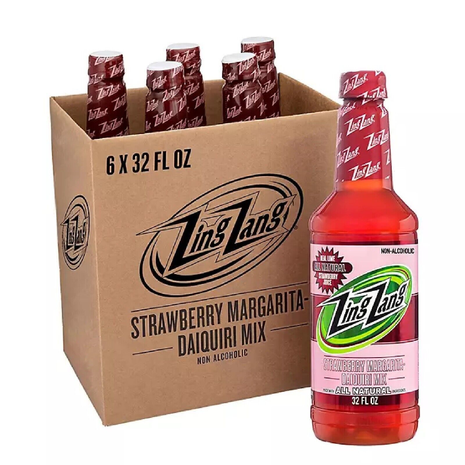 Zing Zang Strawberry Margarita-Daiquiri Mix (32 fl. oz. bottle, 6 pk.)