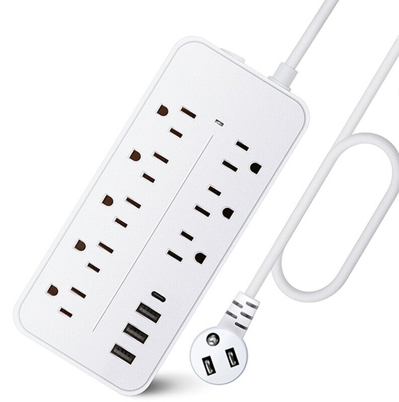 Multi Outlet Wall Mountable USB Surge Protector Power Strip 8 Outlet Plugs 12in1