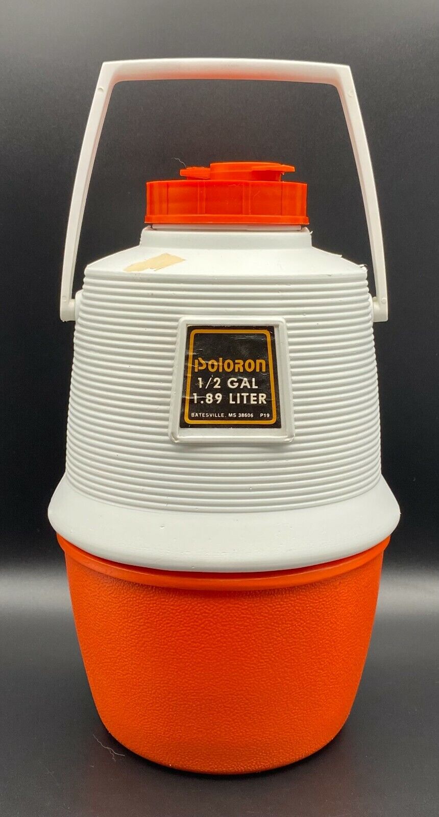 Vintage Poloron P19 Vacucel Insulated Orange 1/2 Gallon Water Jug Canister USA