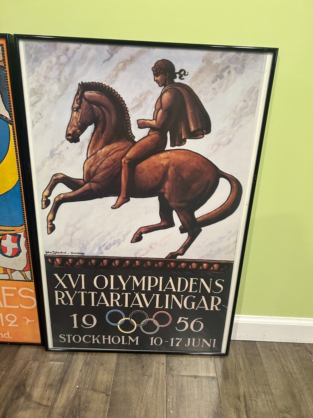 Vintage Olympic Poster - 1956 Stockholm Equestrian, Professionally Framed
