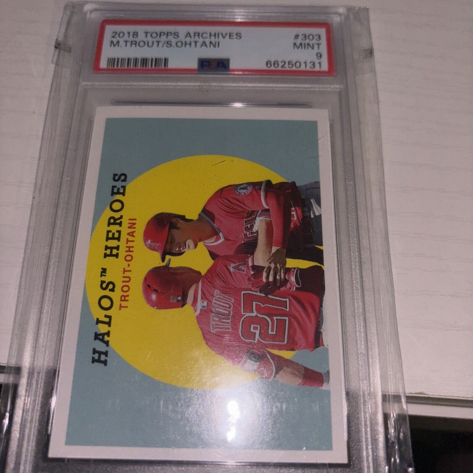 Mike trout and shohei ohtani 2018 topps archives psa 9 #303