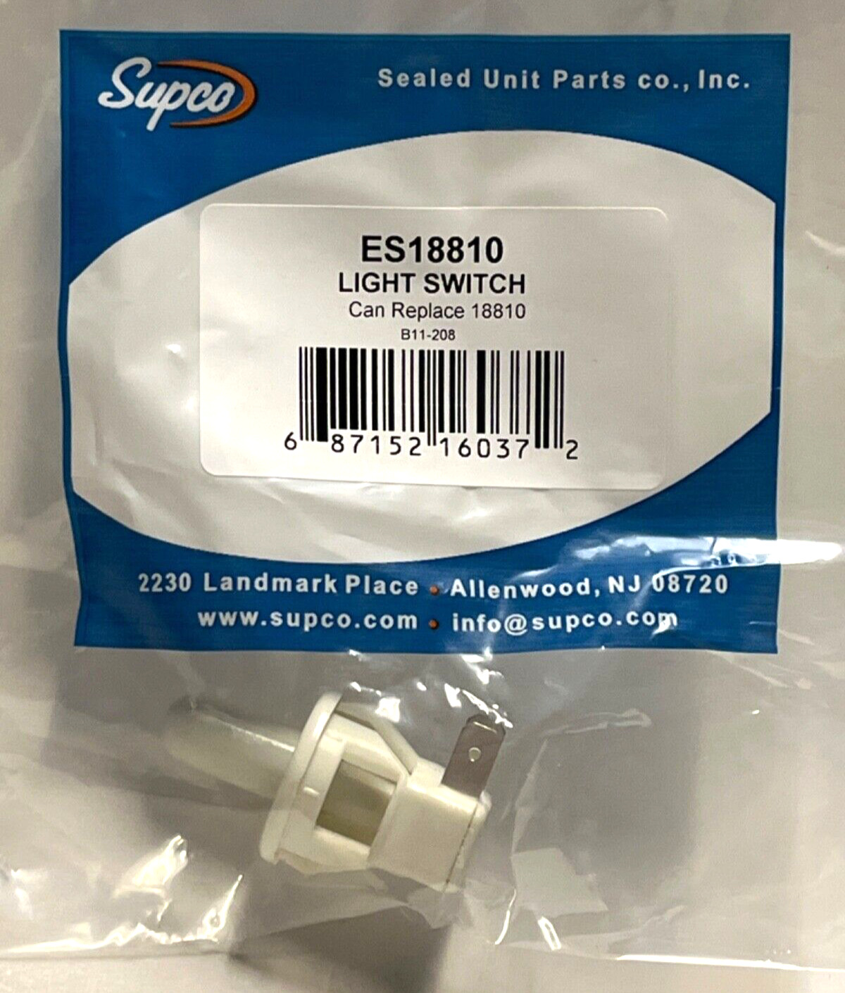 Genuine Supco ES18810 Refrigerator Freezer Light Switch for Sub-Zero 7004257