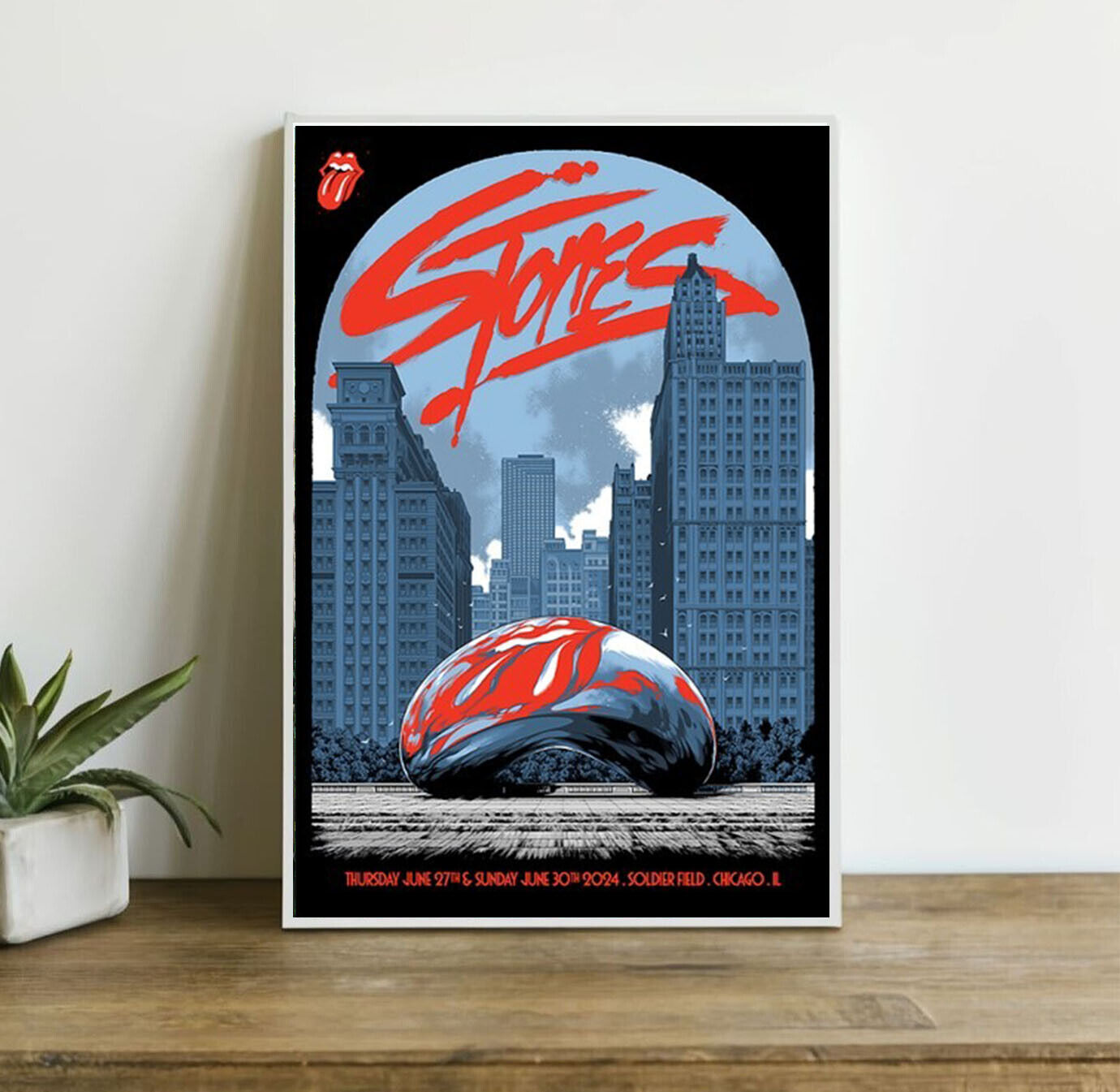 The Rolling Stones June 27 & 30 2024 Soldier Field Chicago IL Poster