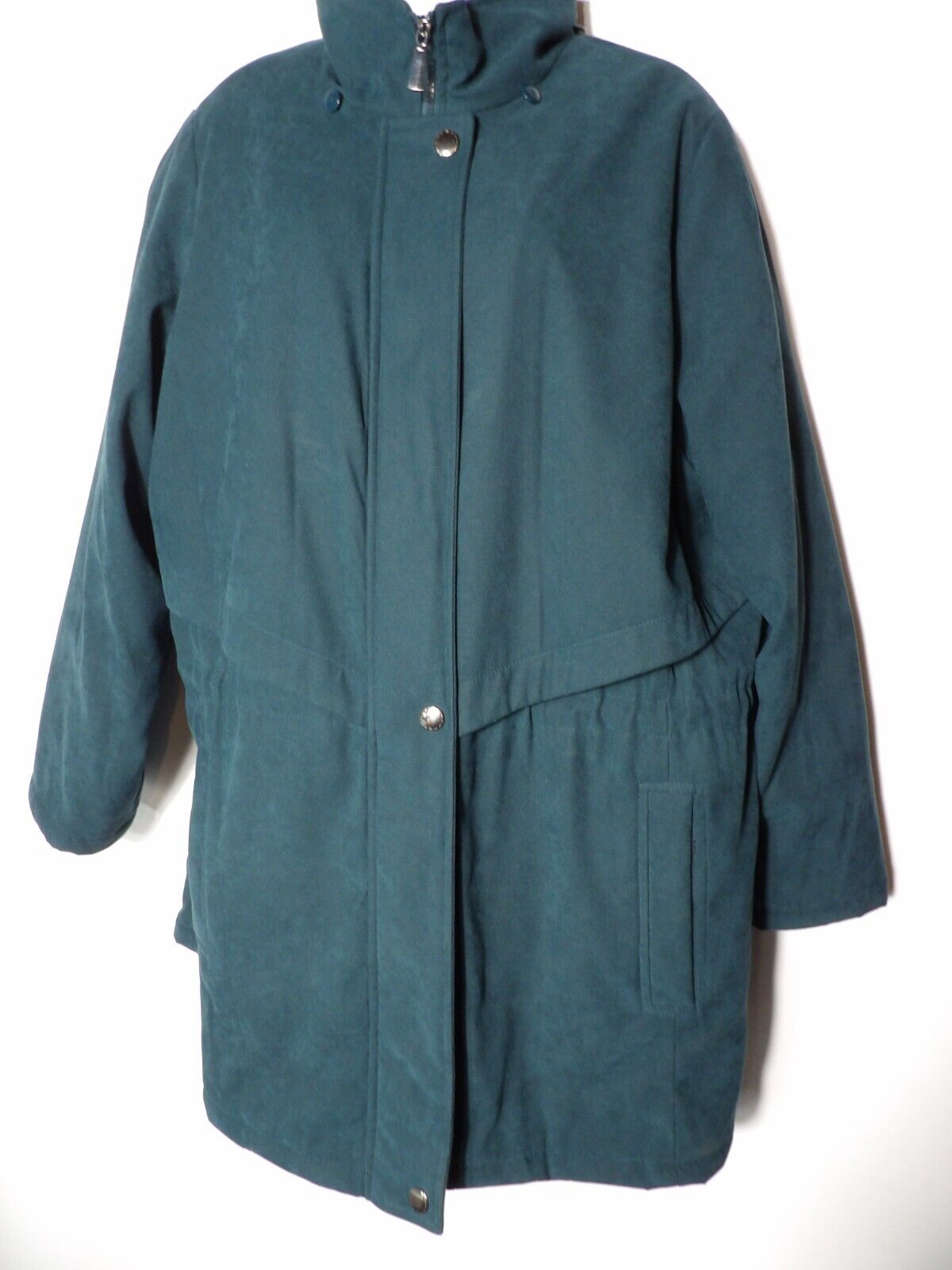 Braetan Womens Jacket 1X Dark Green Winter Coat Mid Length Zip Up Vintage Plus