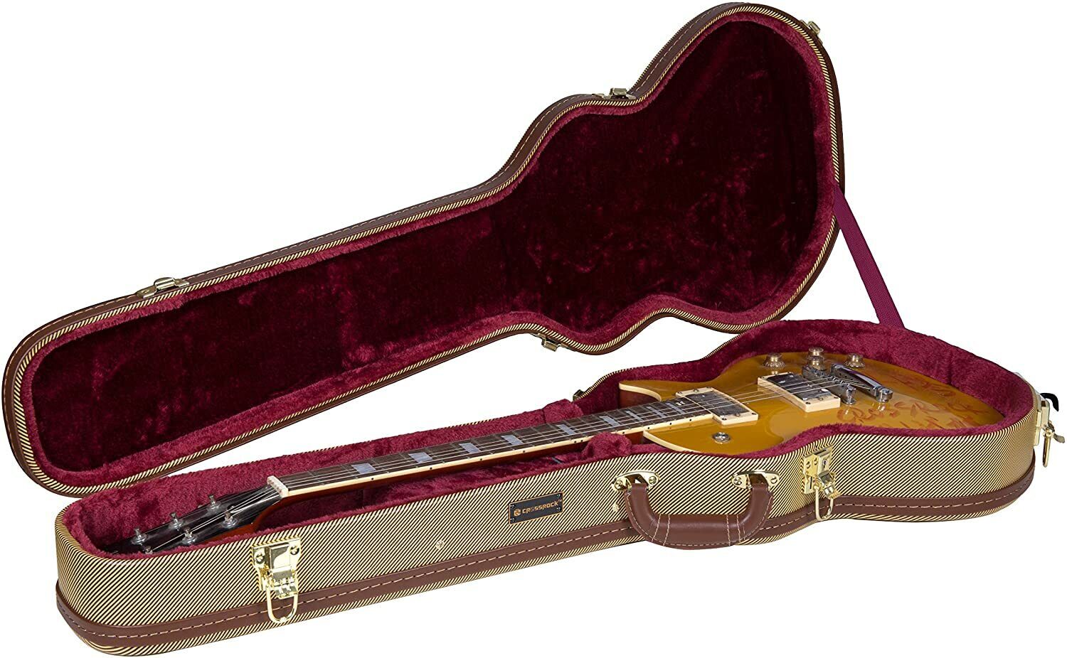 Crossrock Electric Guitar Case  fit Les Paul, Semi-vintage Arched Hardshell 