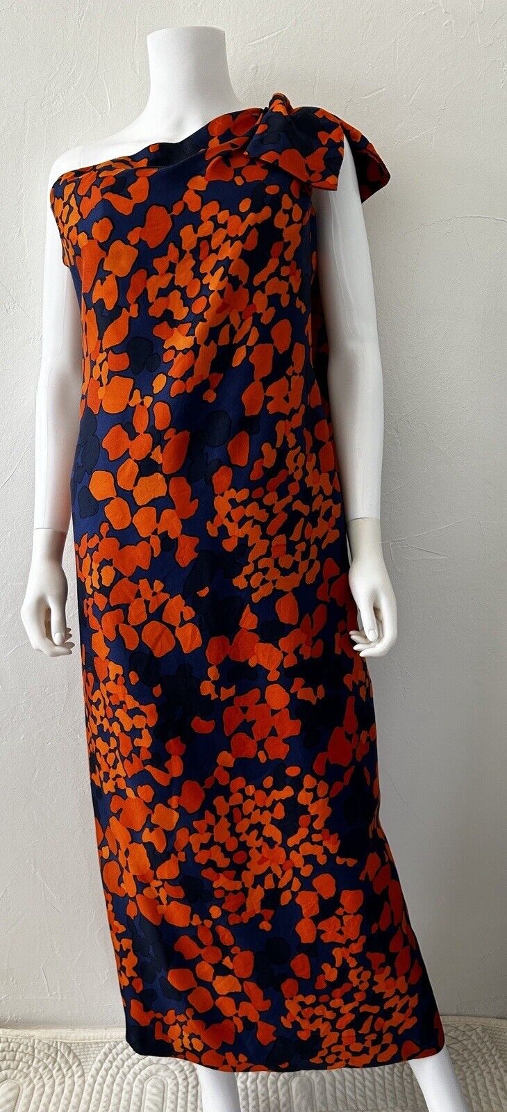 Vintage Yves Saint Laurent Couture Silk Foulard Evening Gown One Shoulder 1964