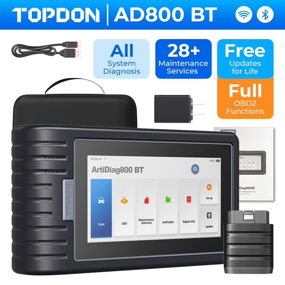 2024 TOPDON AD800 BT OBD2 Scanner Auto Diagnostic Tool FULL System DPF ABS TPMS