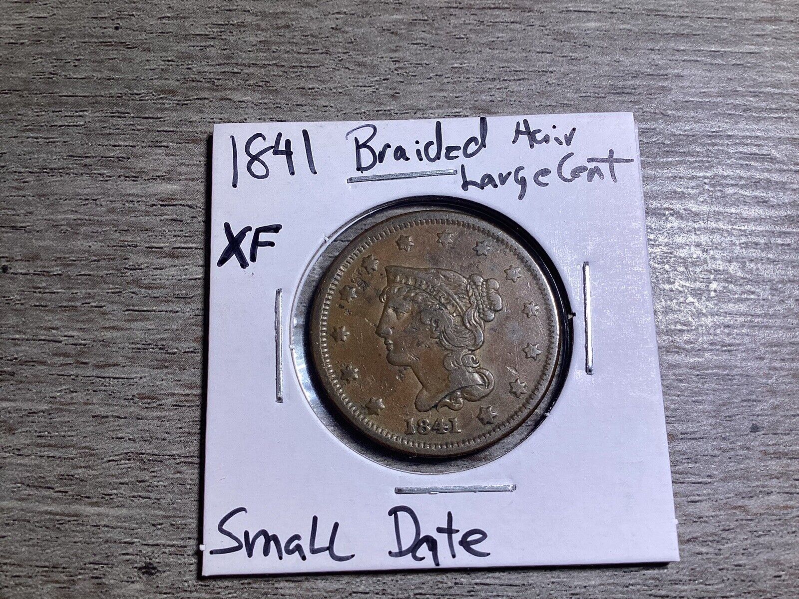 1841 Braided Hair Large Cent w/Small Date-VF Condition-040124-01