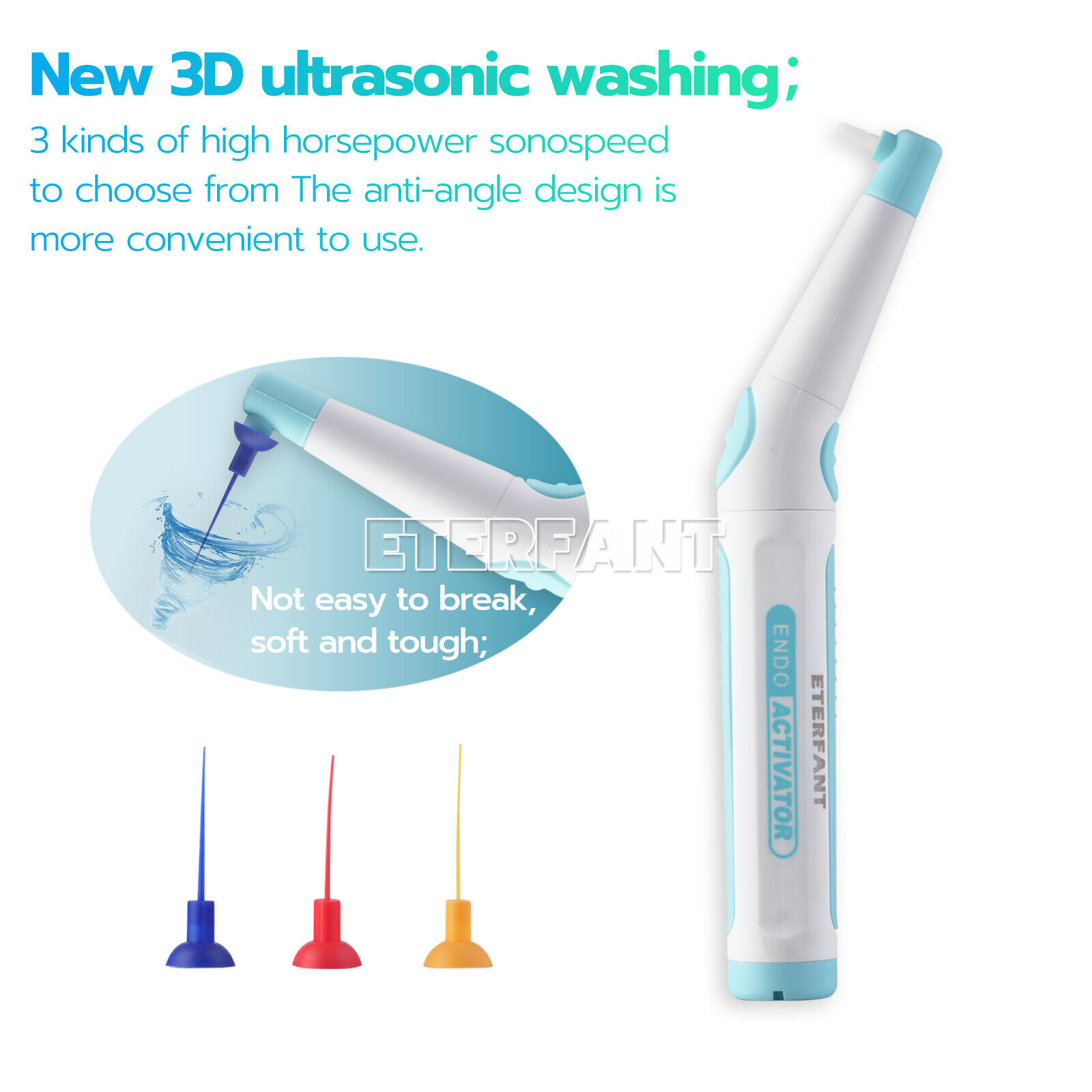 2xETERFANT Dental Root Canal Irrigator Ultrasonic Endo Sonic Activator+60Tips