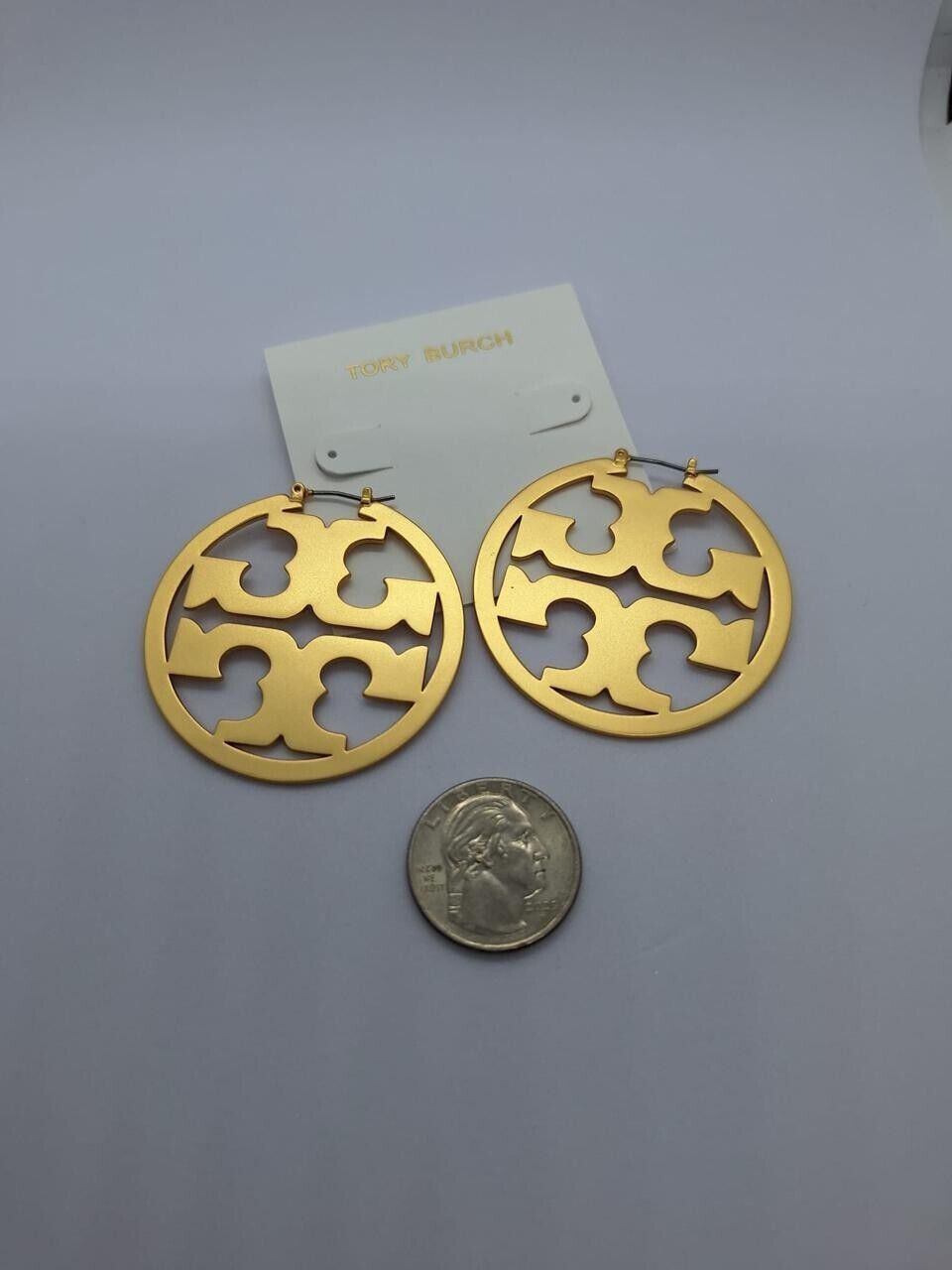 Tory burch Miller  Matte Gold Hoop Earrings 18K Gold-Plated  With dust bag