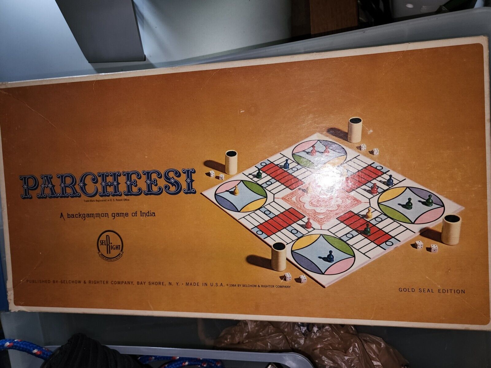 Vintage 1967 Selchow & Righter Parcheesi Board Game Gold Seal Edition, No.2