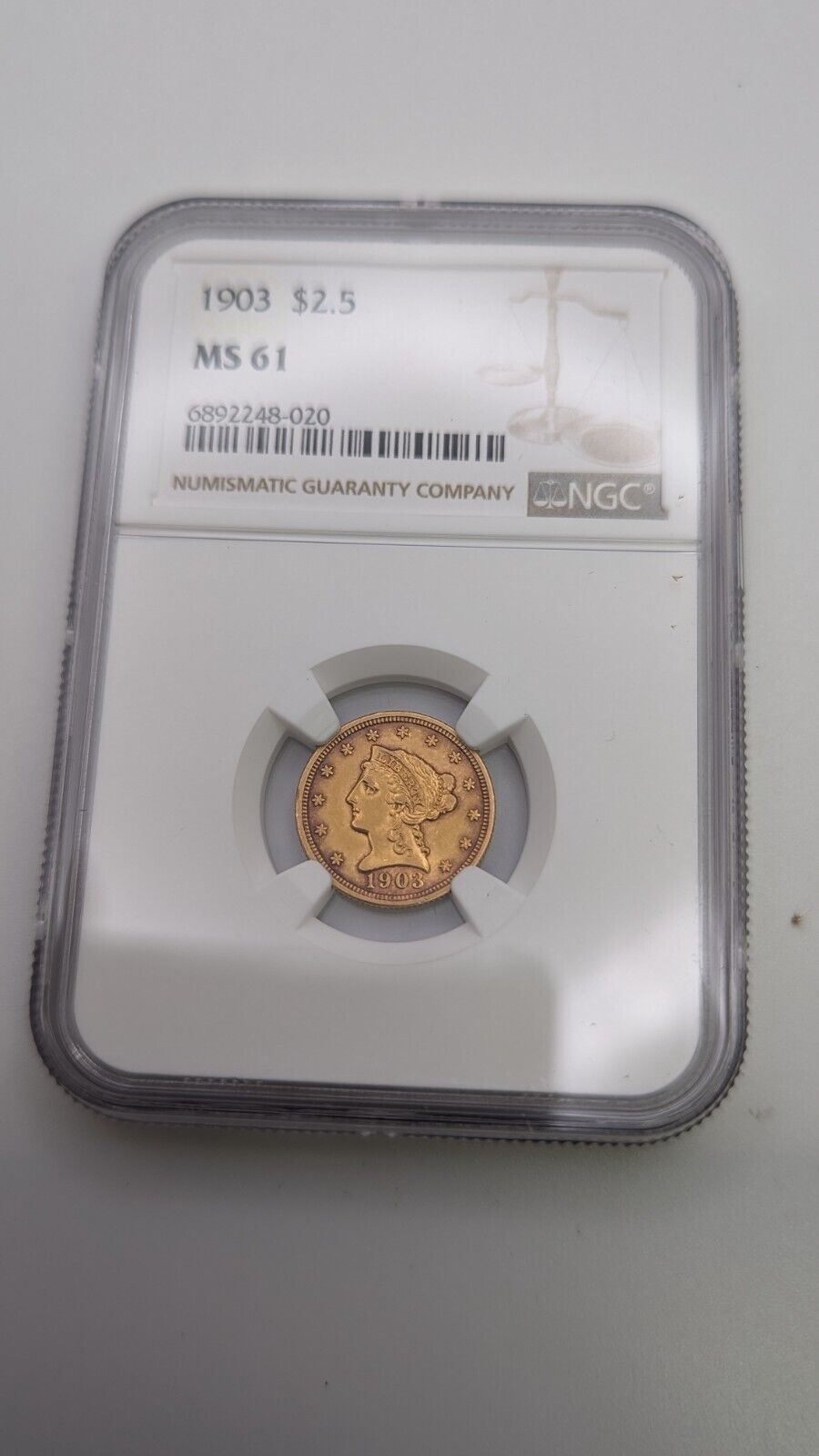 1903 $2.5 Gold Liberty Head Quarter Eagle NGC MS 61