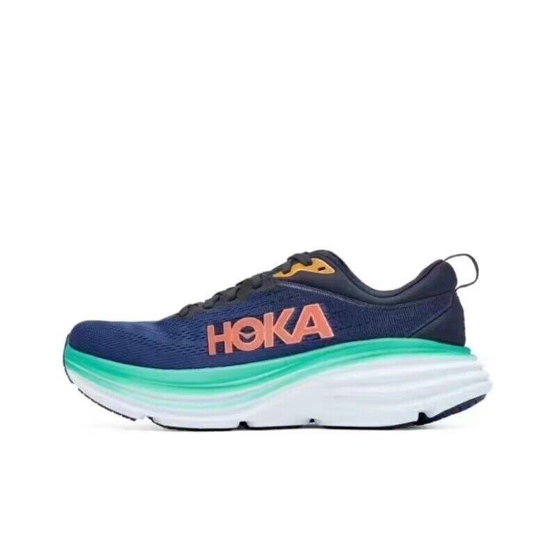 New Hoka One One Trainers Bondi 8 Lace-Up Low-Top Running Sneakers Textile Shoes