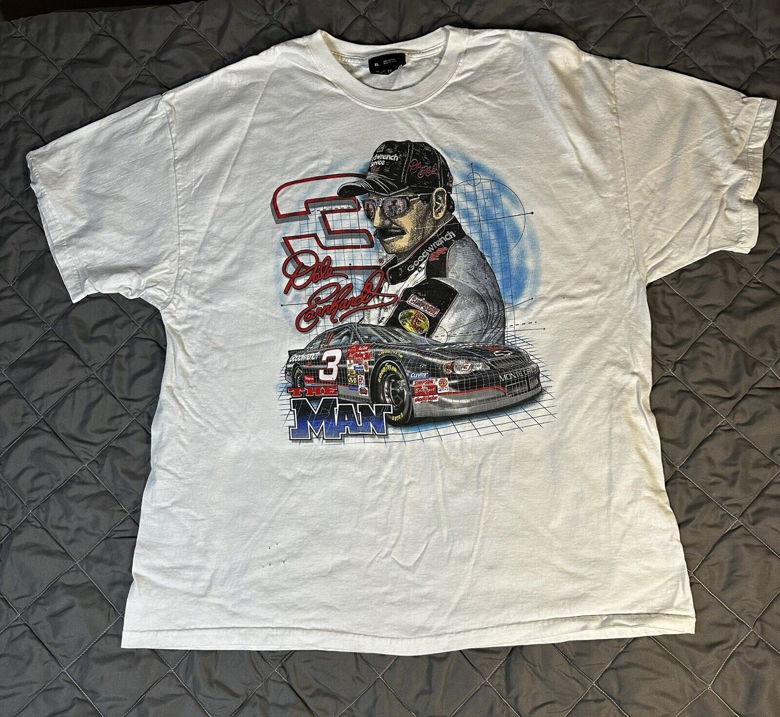 VINTAGE Dale Earnhardt Shirt Mens XL White Nascar Chase Intimidator Racing USA