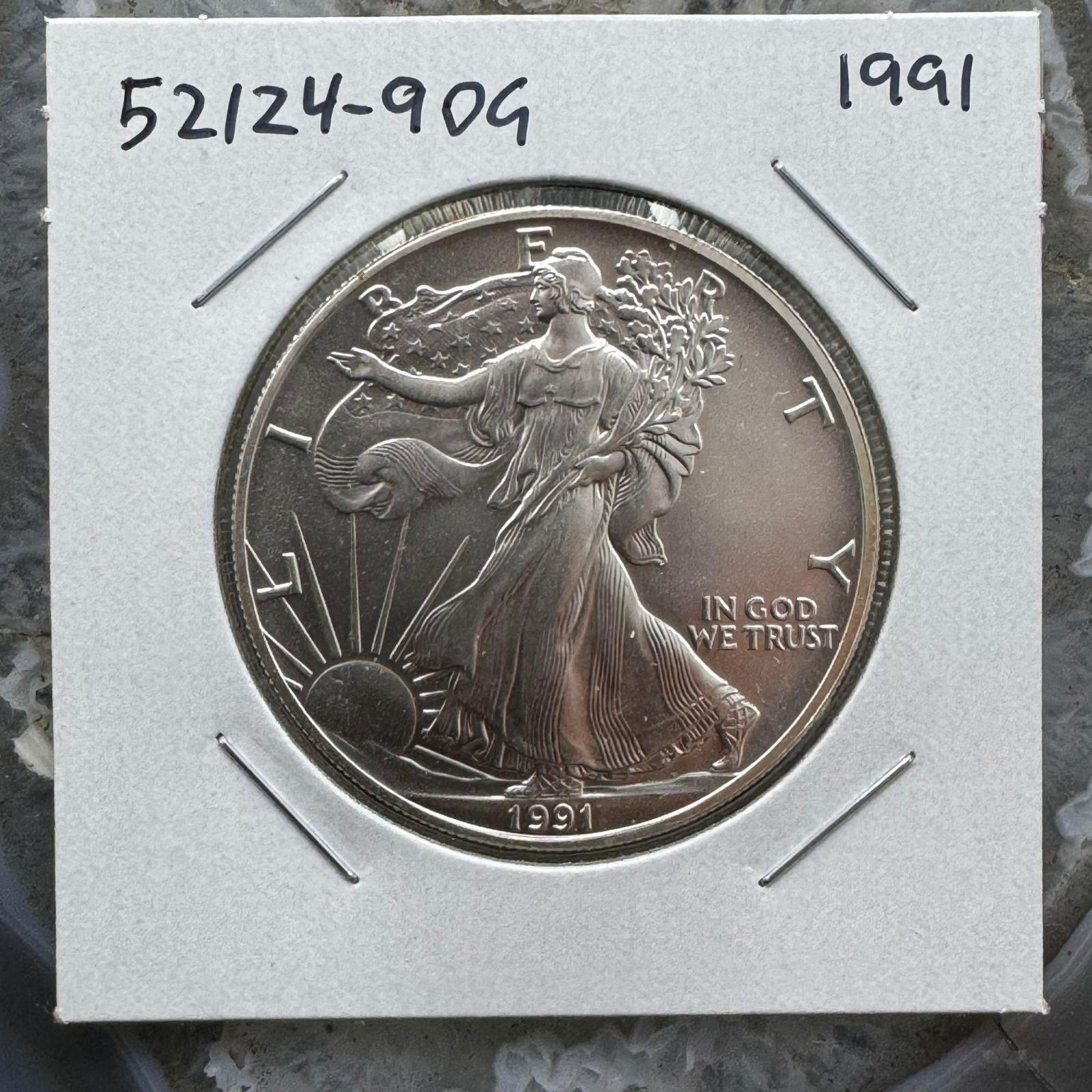 1991 Vintage US 1.0 Troy Ounce American Eagle Fine Silver Round #52124-9OG